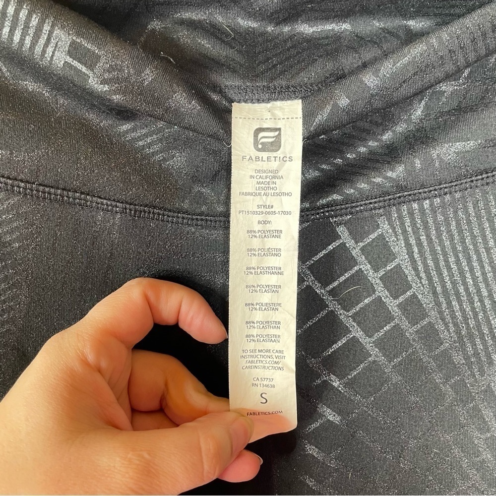 Fabletics Full Length‎ Black Geometric Design Leg… - image 4